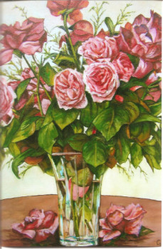 Œuvre contemporaine nommée « Roses D'Automne », Réalisée par LEFEVRE