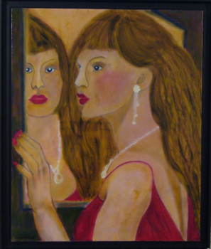 Œuvre contemporaine nommée « Jeune Fille au Miroir », Réalisée par YVES AUGUSTE