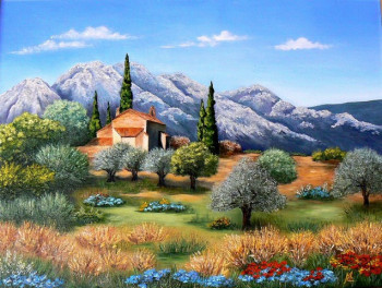 Œuvre contemporaine nommée « Le printemps en haute provence », Réalisée par MARIE CLAIRE SICARD