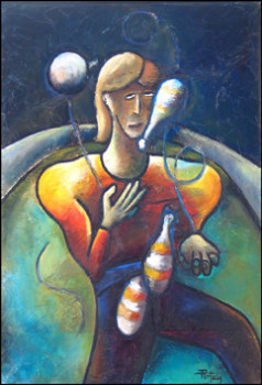 Œuvre contemporaine nommée « le jongleur », Réalisée par JANPOL PORTALIS