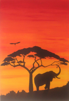 Œuvre contemporaine nommée « Sunset in Africa », Réalisée par THOBRE