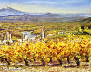 Œuvre contemporaine nommée « Aiguèze - L'Ardèche et le Ventoux », Réalisée par DANIEL DESPLANCHES