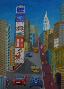 Œuvre contemporaine nommée « Scène de rue à New-York », Réalisée par COMBEMICHEL