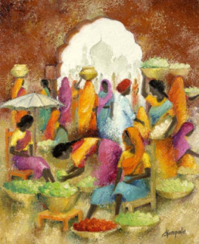 Œuvre contemporaine nommée « INDE EN OCRE », Réalisée par CHAMPALE