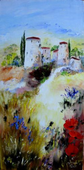 Œuvre contemporaine nommée « Provence Sur la colline », Réalisée par SYLVIANE PETIT