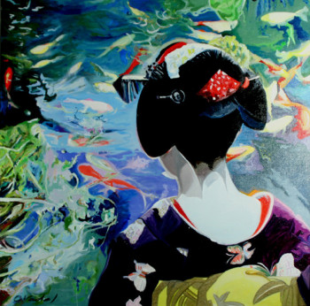 Œuvre contemporaine nommée « geisha au bassin », Réalisée par CLOTILDE NADEL