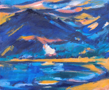 Œuvre contemporaine nommée « Montagne bleue », Réalisée par JOSETTE ZENATTI