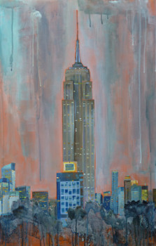 Œuvre contemporaine nommée « Crépuscule sur Manhattan », Réalisée par BONNEAU-MARRON