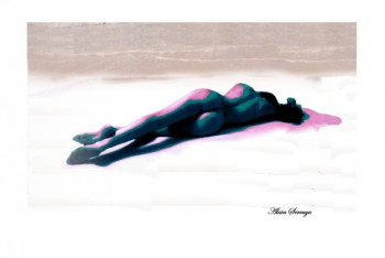 Œuvre contemporaine nommée « SEULE SUR LA PLAGE », Réalisée par ALAIN SERRUYA